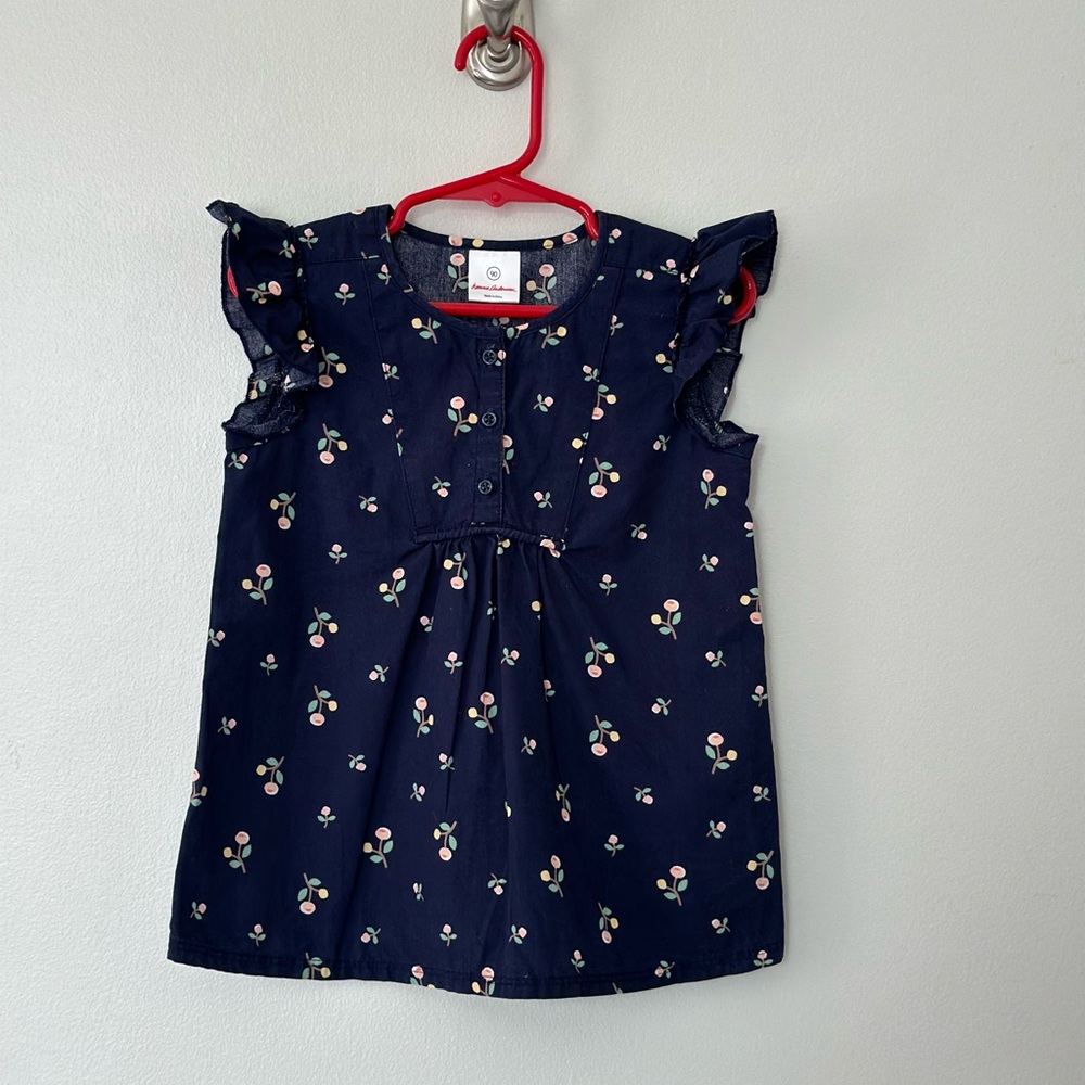 Hanna Andersson Navy Floral Button Top